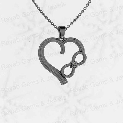 Best Selling Genuine 925 Silver 22mm Love Heart & Infinity With CZ Personalized Women's Charm Pendant Necklace Fine Jewelry