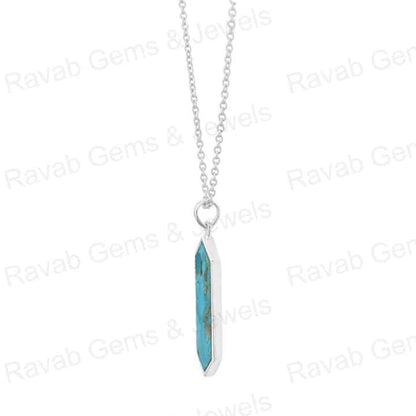 Handmade 925 Silver 10x27mm Genuine Sleeping Beauty Arizona Turquoise Bezel Charm Pendant Fine Navajo Jewelry For Men's Gift