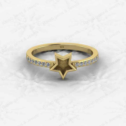 Top Quality 925 Sterling Silver 6mm Star Shape CZ Semi Mount Blank Setting Ring Good for Resin & Ashes Work Keepsake DIY Jewelry