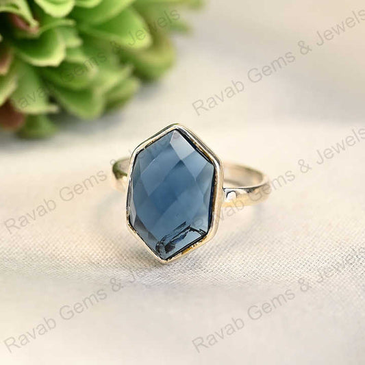 Best Selling Solid 925 Sterling Silver Neon Apatite Hydro Quartz Checker Cut Setting Ring for Women Fine Handmade Jewelry