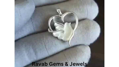 925 Sterling Silver 24x25mm Pigeon Bird Fly Heart Charm Good Resin Ashes Work Keepsake Necklace with Semi Mount Pendant Blank