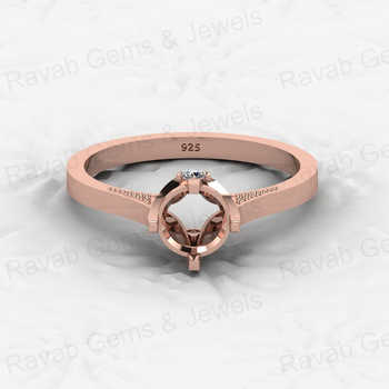 High Quality 925 Solid Silver 6mm Setting 4 Prongs Semi Mounting Crafted CZ Eternity Band Solitaire Ring Jewelry Components