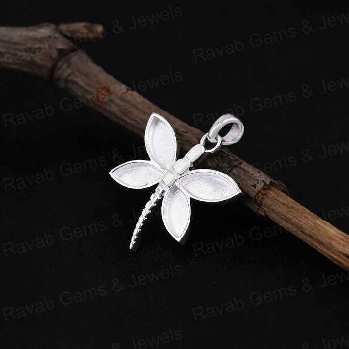 21mm Dragonfly Blank Frame Pendant Bezel Setting High Quality 925 Silver for DIY Breast Milk Ashes Jewelry Finding Component