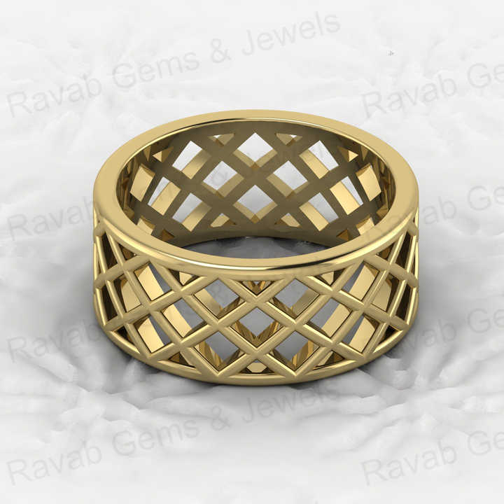 New Arrival Genuine 925 Sterling Silver 9mm Wide Band Checkered Pattern Filigree Personalized Men's Ring Fine Handmade Jewelry