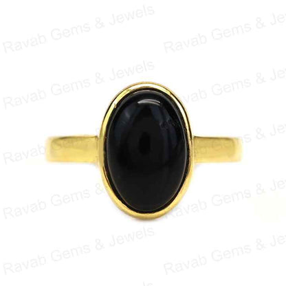 Best Quality Solid 925 Sterling Silver Natural Black Onyx Oval Smooth Cut 12x16mm Bezel Setting 18k Gold Filled Ring for Women