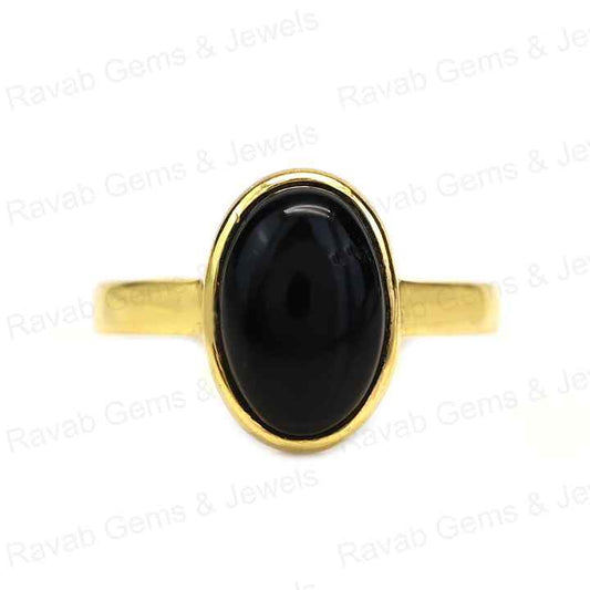 Best Quality Solid 925 Sterling Silver Natural Black Onyx Oval Smooth Cut 12x16mm Bezel Setting 18k Gold Filled Ring for Women
