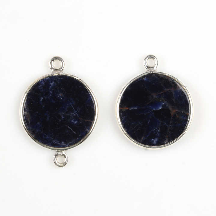New Arrival Beautiful 12mm Genuine Dark Blue Sodalite Coin Best Quality Handmade Sterling Silver Charm Pendant Fine Pendants