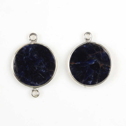 New Arrival Beautiful 12mm Genuine Dark Blue Sodalite Coin Best Quality Handmade Sterling Silver Charm Pendant Fine Pendants