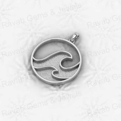 Genuine Sterling Silver 25mm Wave Design Semi Mount Blank Setting Charm Pendant for Resin Ashes Work Necklace Jewelry Findings