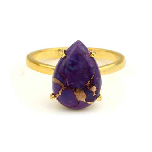 Best Selling 925 Sterling Silver Wedding Ring 10x14mm Mohave Purple Copper Turquoise Solid Prong Setting for Women Fine Jewelry