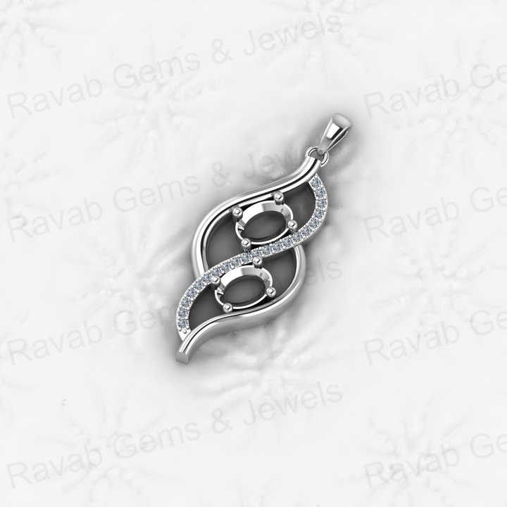 High Quality 925 Sterling Silver 29mm Wave Infinity Charm Semi Mounting Pendant With CZ Fine Gemstone Jewelry With Chain Finding