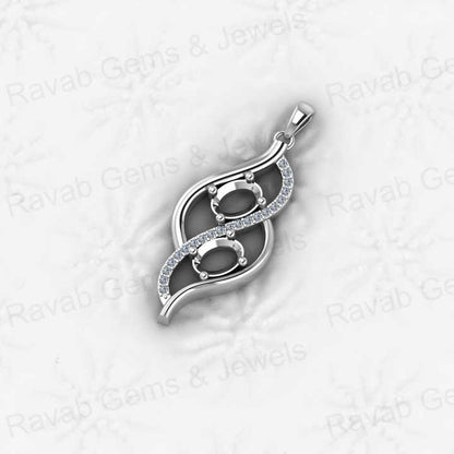 High Quality 925 Sterling Silver 29mm Wave Infinity Charm Semi Mounting Pendant With CZ Fine Gemstone Jewelry With Chain Finding