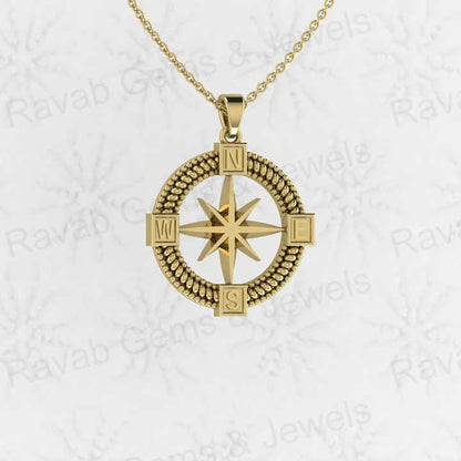 Top Quality Genuine 925 Sterling Silver Directions Star Compass 25mm Circle Pendant for Boys & Fine Jewelry Pendants & Charms