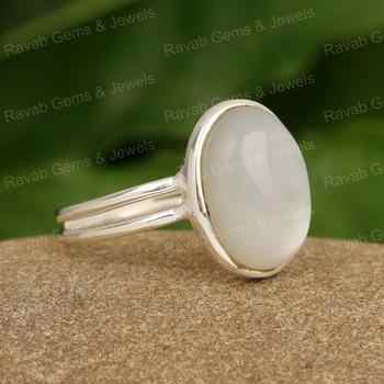 Summer Sale High Quality 925 Sterling Silver Fine Ring 10x14mm Natural Grey Moonstone for Women's Wedding Engagement Jewelry