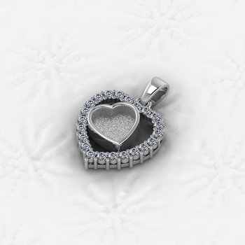 Genuine 925 Silver CZ 8mm Heart Mother Love Semi Mounting Blank Charm Pendant Setting for Resin Ashes Work & Breastmilk Jewelry