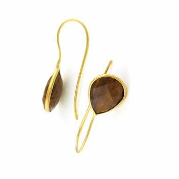 Exclusive 18K Gold 925 Sterling Silver Ammolite Hydro Quartz Teardrop Earrings Waterproof Fine Hoop Jewelry for Party Occasions