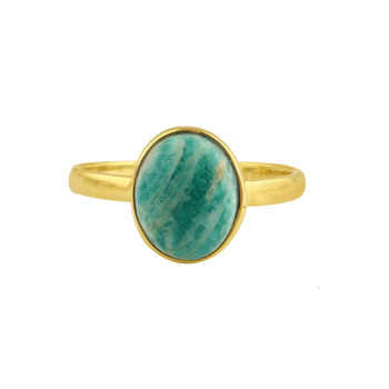 Top Class Solid 925 Sterling Silver Genuine Amazonite Bezel Setting Ring Unisex 10x14mm Oval for Women Handmade Fine Jewelry