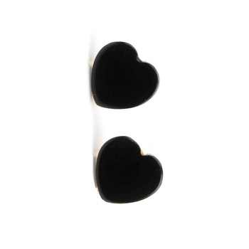 Beautiful Natural Black Onyx Gemstone Heart Shape 925 Sterling Silver Gold Plated Stud Earrings Pair Design for Women
