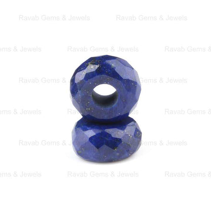 High Quality Natural 14X8mm Blue Lapis Lazuli Stylist Faceted Rondelle 5mm Big Hole Loose Gemstone Beads for Making Jewelry