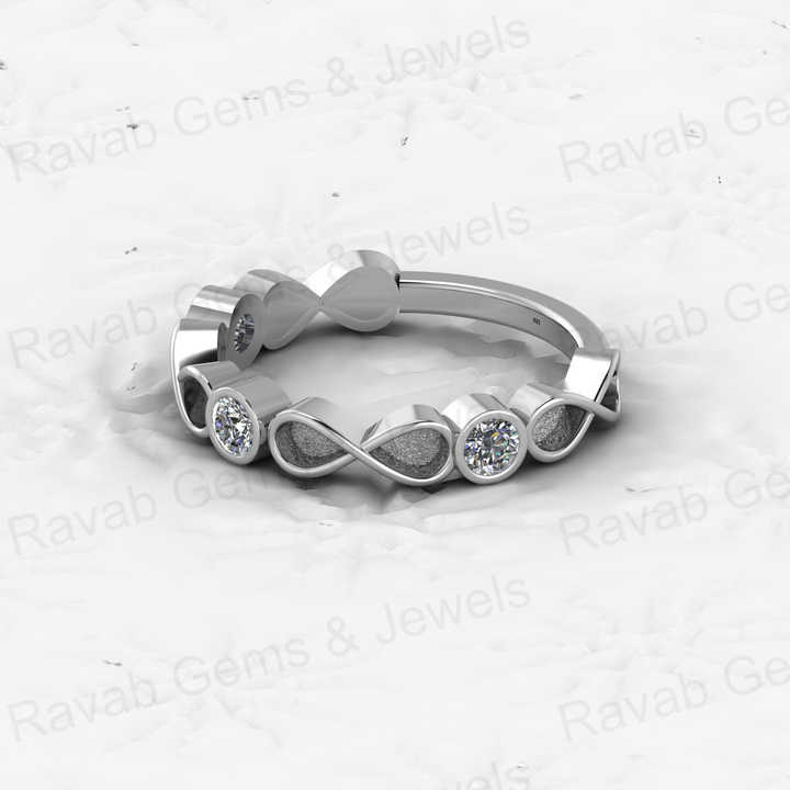 925 Solid Sterling Silver 3mm Round Semi Mount Blank Setting Eternity Ring for Breastmilk & Keepsake Resin Ceramic Jewelry