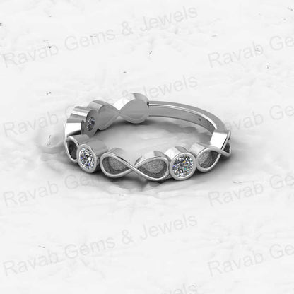 925 Solid Sterling Silver 3mm Round Semi Mount Blank Setting Eternity Ring for Breastmilk & Keepsake Resin Ceramic Jewelry