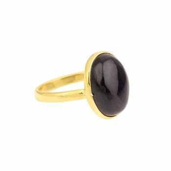 Handmade 925 Sterling Silver Fine Ring Women 18K Gold Plated Blue Sandstone Synthetic Gemstone 10x14mm Oval Unique Design