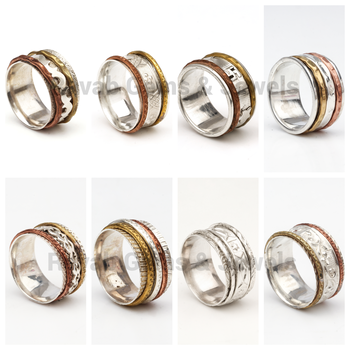 High Quality Wholesale Jewelry 10mm Wide Genuine 925 Sterling Silver Handmade Custom Logo Engraved Signet Spinner Ring for Men