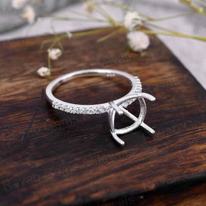 Handmade 925 Silver 18k Gold 10mm Cushion Eternity Band Prong Blank Gemstone Ring With CZ Setting Keepsake Breastmilk Jewelry