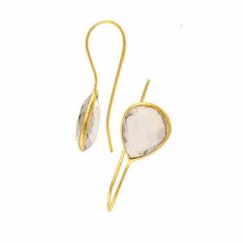Wholesale Supplier Crystal Clear Quartz Gemstone Earrings Natural Design Sterling Silver Gold Plating Drop Dangle Trendy