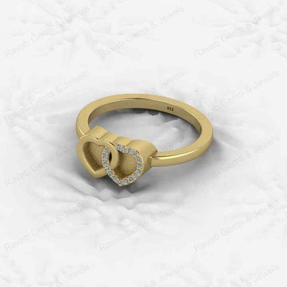 Best Quality 925 Silver Double Heart With CZ1mm Semi Mount Blank Setting Eternity Ring for Breastmilk Keepsake Fine Jewelry