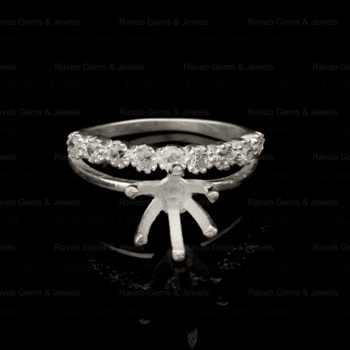 Solid 925 Silver 6mm Round Pre Notched With Zircon Half Eternity Semi Mount Blank Prong Set Ring for Keepsake Breastmilk Jewelry