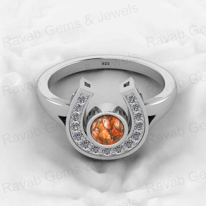 Best Selling Women's Boho Style Fine Eternity Ring 925 Silver Gold Vermeil Mohave Sponge Coral Copper Gemstone Good Luck