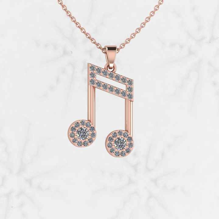 Best Selling Genuine 925 Sterling Silver With Zircon 25x17mm Musical Note Symbol Charm Pendant Necklace Women Fine Jewelry
