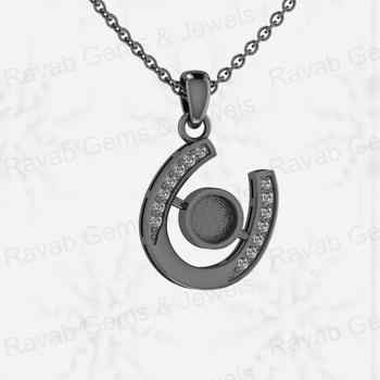 Top Quality Solid 925 Sterling Silver With CZ Horseshoe Semi Mounting Charm Pendant Setting Resin & Ashes Work Memorial Jewelry