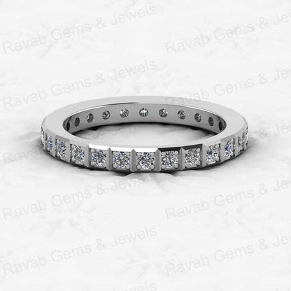 Top Selling 925 Sterling Silver Women's Eternity Wedding Band Dainty Micro CZ Cut Diamond Ring in Gold Vermeil Fine Jewelry