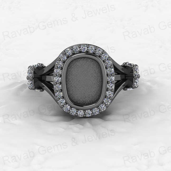 Solid 925 Sterling Silver Octa Cushion Semi Mount Blank Setting Wedding Ring Good for Ashes & Resin Work Breastmilk Jewelry
