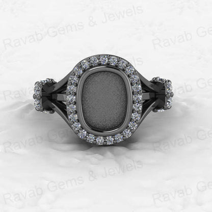 Solid 925 Sterling Silver Octa Cushion Semi Mount Blank Setting Wedding Ring Good for Ashes & Resin Work Breastmilk Jewelry