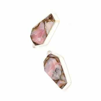 10x17mm Smooth Coffin Shape Flatback Pink Opal Copper Gemstone Bezel Genuine 925 Sterling Silver Fine Pendants & Charms Necklace