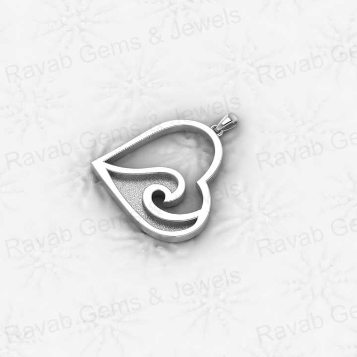 Genuine 925 Sterling Silver 25mm Beach-Ocean-Sea Waves Heart Charm Semi Mount Blank Setting Resin Ashes Work Necklace Findings
