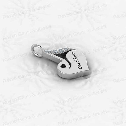 Top Selling 925 Genuine Silver CZ Love Heart Leaf Design Personalized Name Charm Pendant Minimalist Fine Jewelry for Women Gift