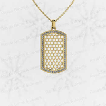 Solid 925 Silver CZ Diamond Personalized Rectangular Pattern Fine Pendant Necklace Men Hip Pop Style Zircon Fine Pendants Charms
