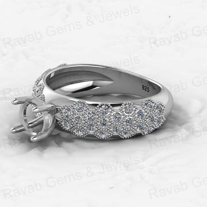 Genuine Solid 925 Sterling Silver Engagement Semi Mount Blank Setting Ring Good for Ashes & Resin Work Breastmilk Jewelry