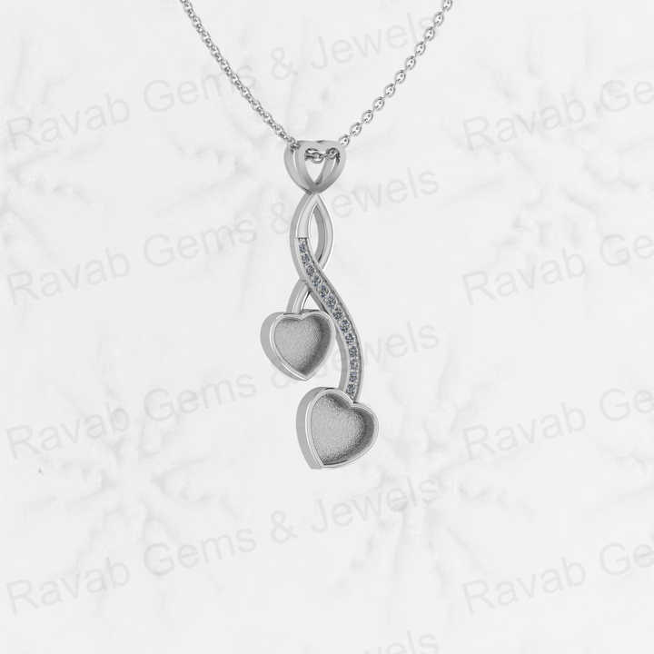 Top Quality 925 Sterling Silver Heart CZ Semi Mounting Blank Charm Pendant Setting for Resin Ashes Jewelry Findings Components
