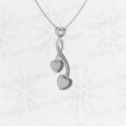 Top Quality 925 Sterling Silver Heart CZ Semi Mounting Blank Charm Pendant Setting for Resin Ashes Jewelry Findings Components