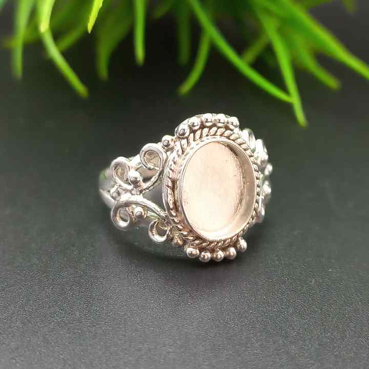 Genuine 925 Sterling Silver 8x10mm Oval Shape Semi-Mount Blank Setting Good For Ashes & Resin Fill Keepsake DIY Fine Jewelry