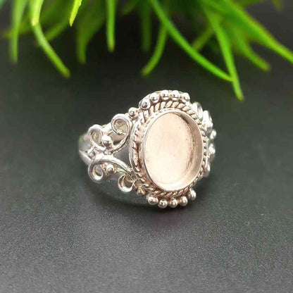 Genuine 925 Sterling Silver 8x10mm Oval Shape Semi-Mount Blank Setting Good For Ashes & Resin Fill Keepsake DIY Fine Jewelry