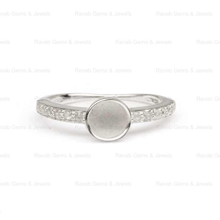 Best Selling Wholesale Silver 6mm Round Zircon Half Eternity Semi Mount Blank Setting Ring for Keepsake Breastmilk DIY Jewelry