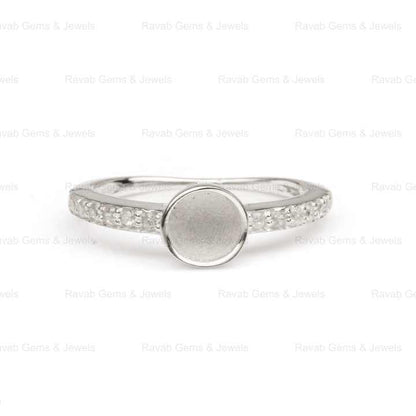Best Selling Wholesale Silver 6mm Round Zircon Half Eternity Semi Mount Blank Setting Ring for Keepsake Breastmilk DIY Jewelry