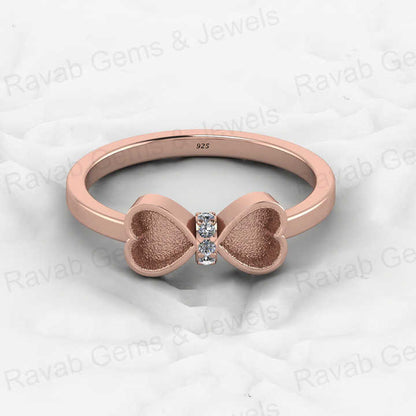 Solid 925 Sterling Silver 4mm Heart Semi Mount Blank Setting Coquette Bow Ring for Breastmilk & Keepsake Resin Ceramic Jewelry
