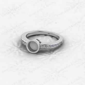 Genuine 925 Sterling Silver Wedding Design CZ Semi Mount Blank Setting Ring Good for Resin & Ashes Work Keepsake DIY Jewelry